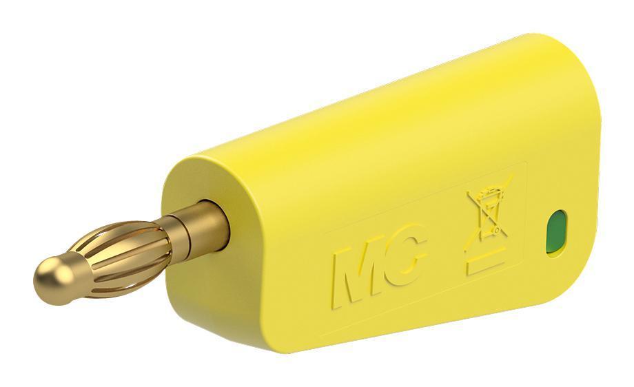 4MM PLUG, YELL/GREEN, 32A, SCREW, GOLD - 64.1045-20