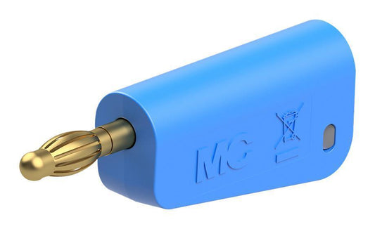4MM PLUG, BLUE/GREY, 32A, SCREW, GOLD - 64.1045-23
