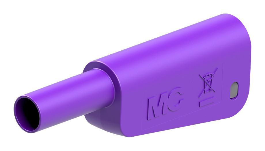 4MM PLUG, SH, VIOL/GRY, 32A, SOLDER, NKL - 66.2022-26