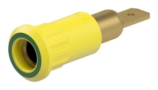 4MM SOCKET, MTL, YEL/GRN, 25A, QC, P/FIT - 64.3010-20