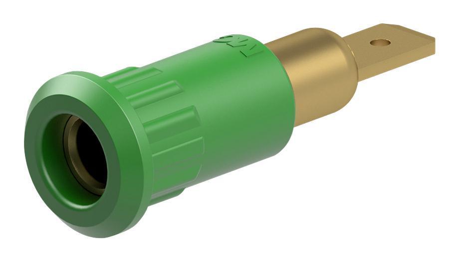 4MM SOCKET, METAL, GREEN, 25A, QC, P/FIT - 64.3010-25