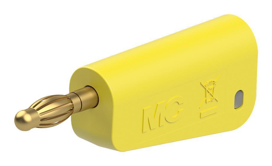 4MM PLUG, YELLOW/GREY, 19A, SCREW, GOLD - 64.1041-24
