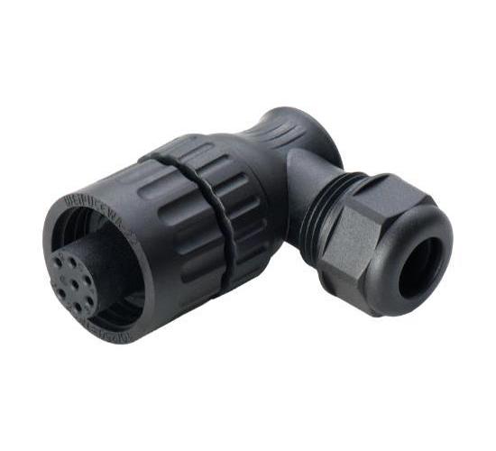 6 Pole Circular Inline Connector Right Angle Socket, IP67, Solder Terminals, 7mm to 12mm Cables - MP007701