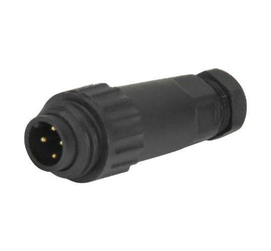 4 Pole Circular Inline Connector Plug, IP67, Screw Terminals, 6.5mm Cables - MP007687