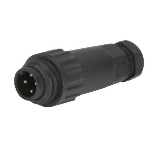 4 Pole Circular Inline Connector Plug, IP67, Screw Terminals, 8.5mm Cables - MP007688