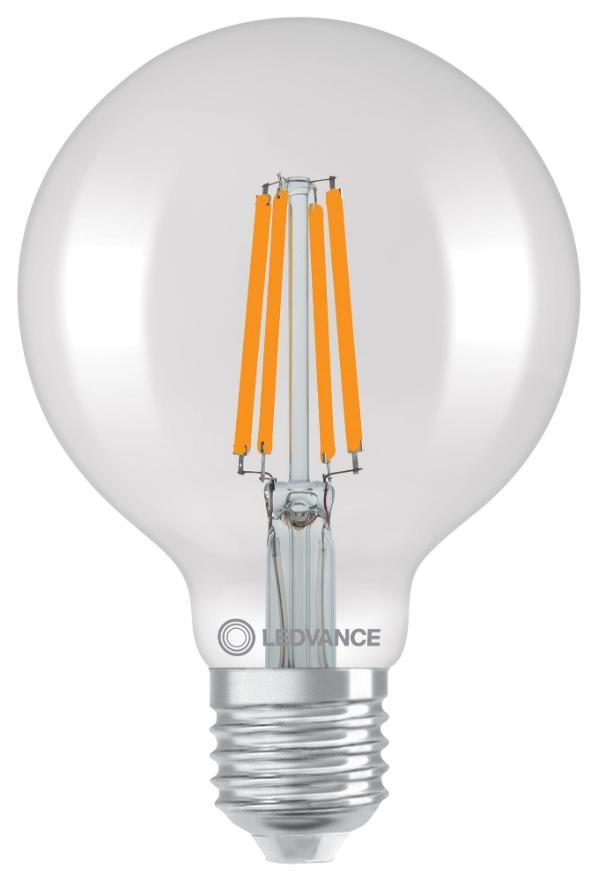 3.8W LED Filament Globe Bulb, E27, 3000K, 806lm, Non-Dimmable - 4099854060250