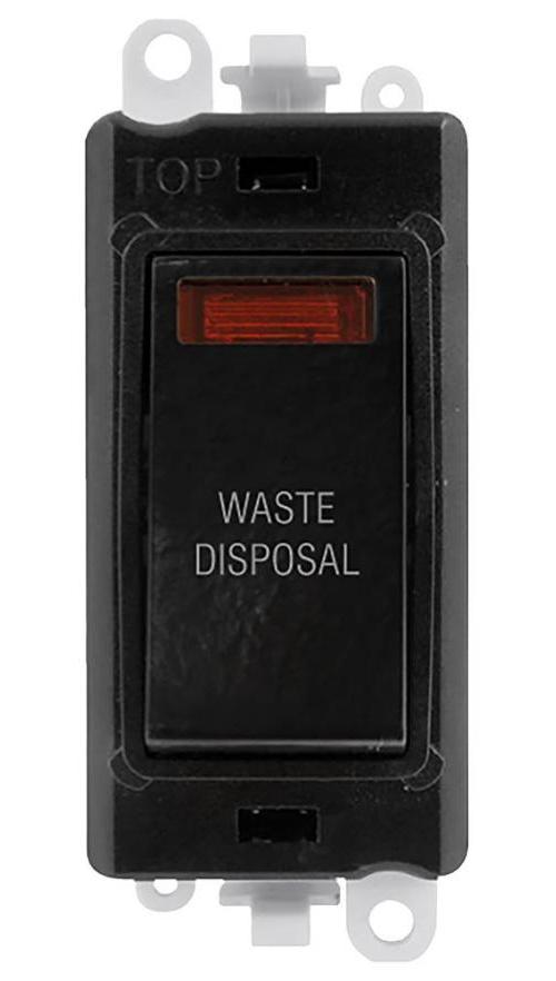 Switched Module with Neon, 20AX, Double Pole, "WASTE DISPOSAL" - GM2018NBK-WD