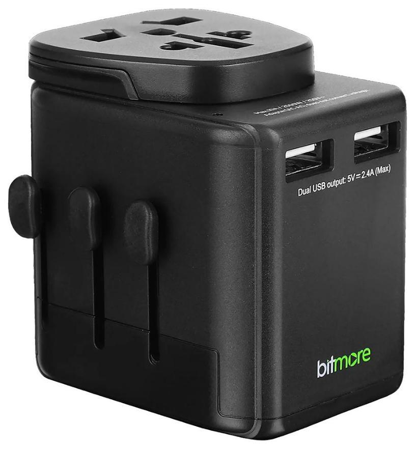 World to World Travel Adaptor, 2x USB A - BM-TA250