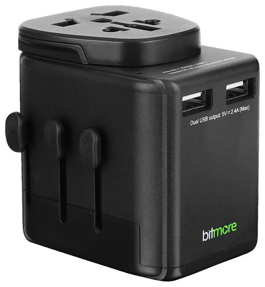 World to World Travel Adaptor, 2x USB A - BM-TA250
