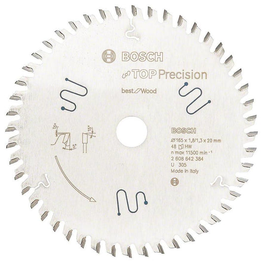 165mm x 48T x 20mm Top Precision Best for Wood Circular Saw Blade - 2608642384