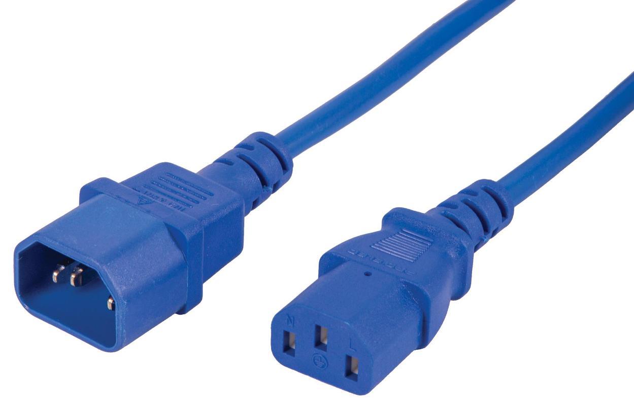 IEC C14 Plug to C13 Socket Power Lead, 10A, 5m, Blue - PELB2221