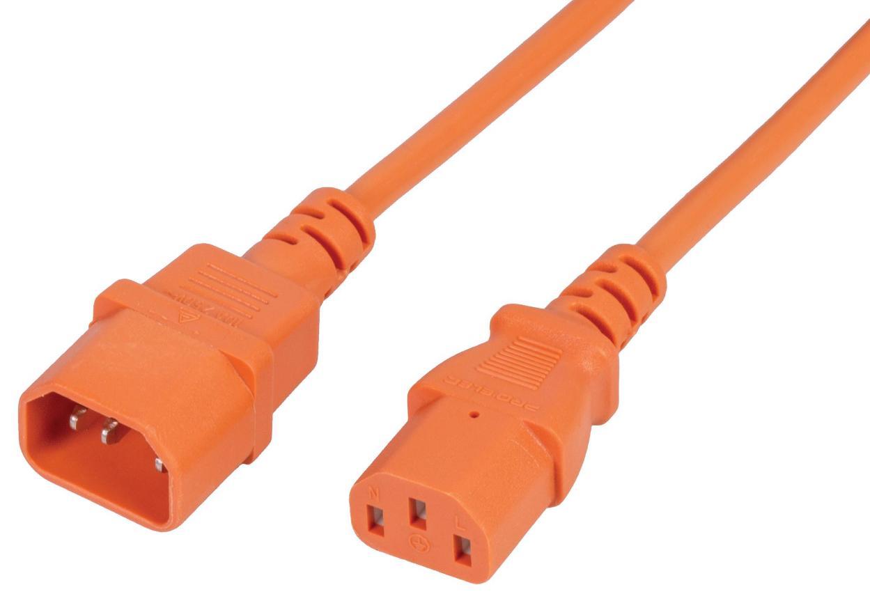 IEC C14 Plug to C13 Socket Power Lead, 10A, 2m, Orange - PELB2237