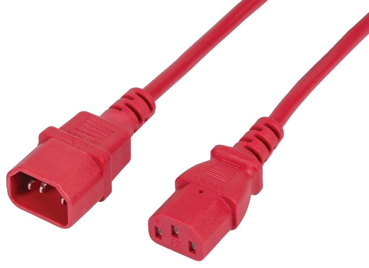 IEC C14 Plug to C13 Socket Power Lead, 10A, 1m, Red - PELB2241