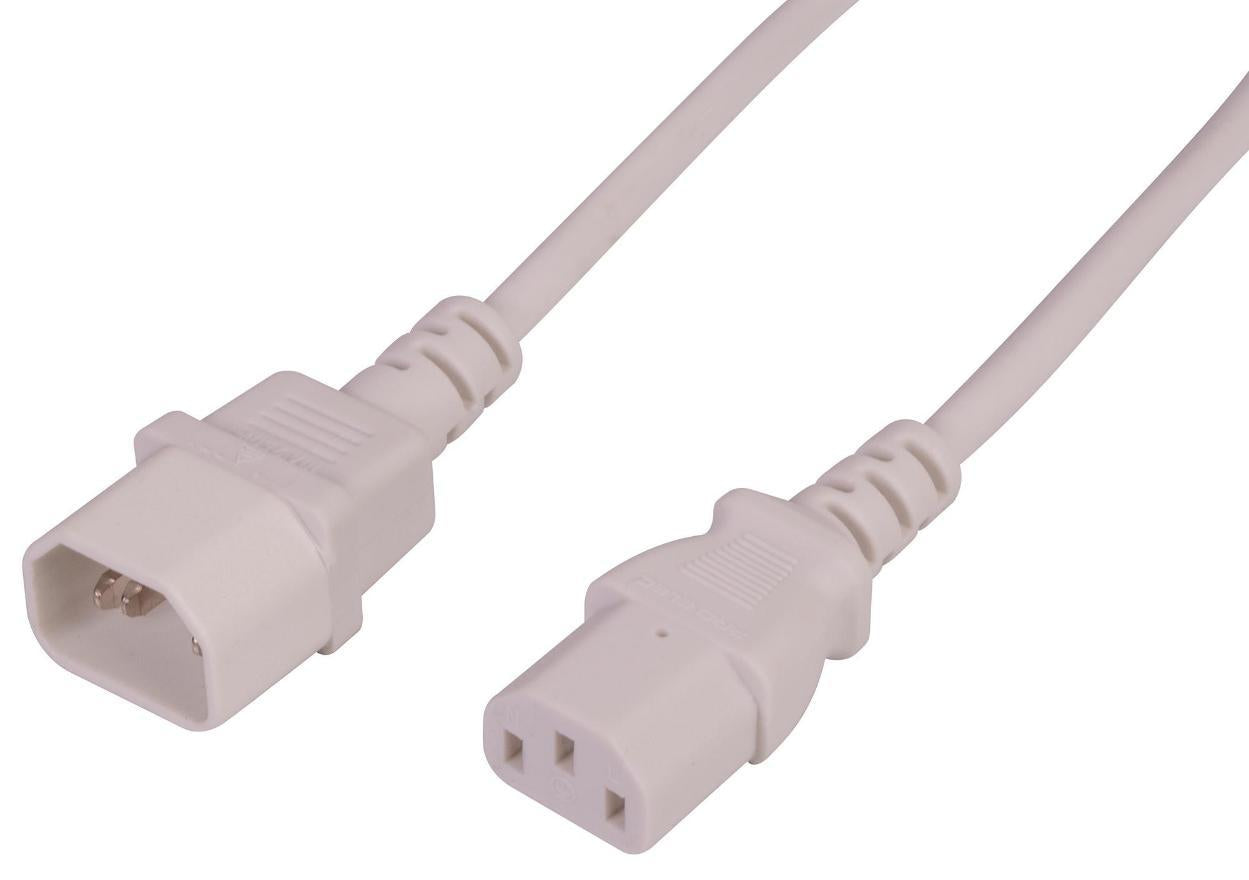 IEC C14 Plug to C13 Socket Power Lead, 10A, 5m, White - PELB2257