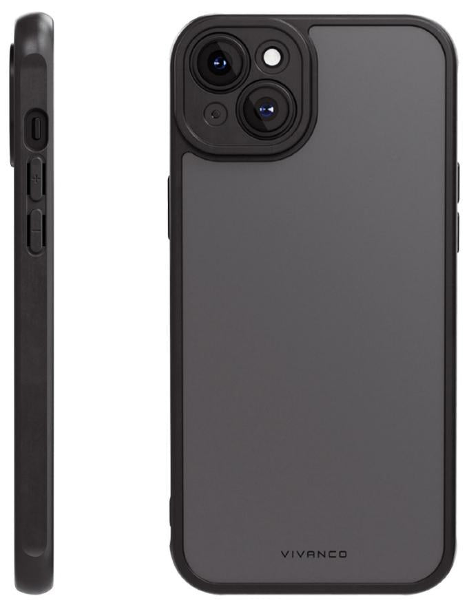 Frosted Cover iPhone 15 Plus, Semi Transparent, Black - 63913