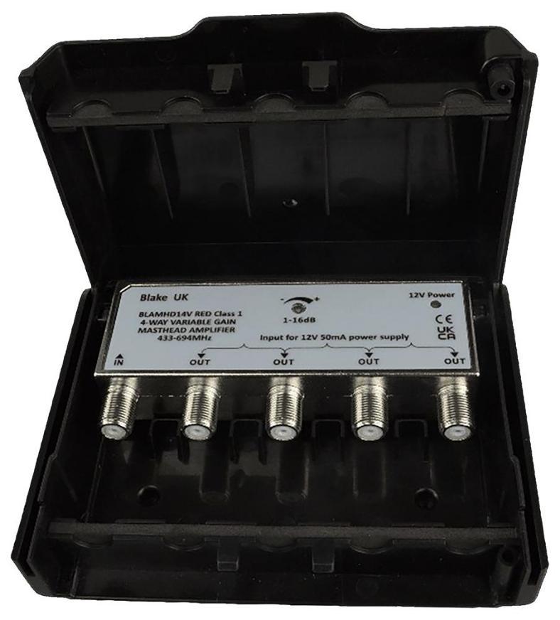 RED Class 1 Variable Gain UHF Masthead Amplifier, 4 Way - BLAMHD14V
