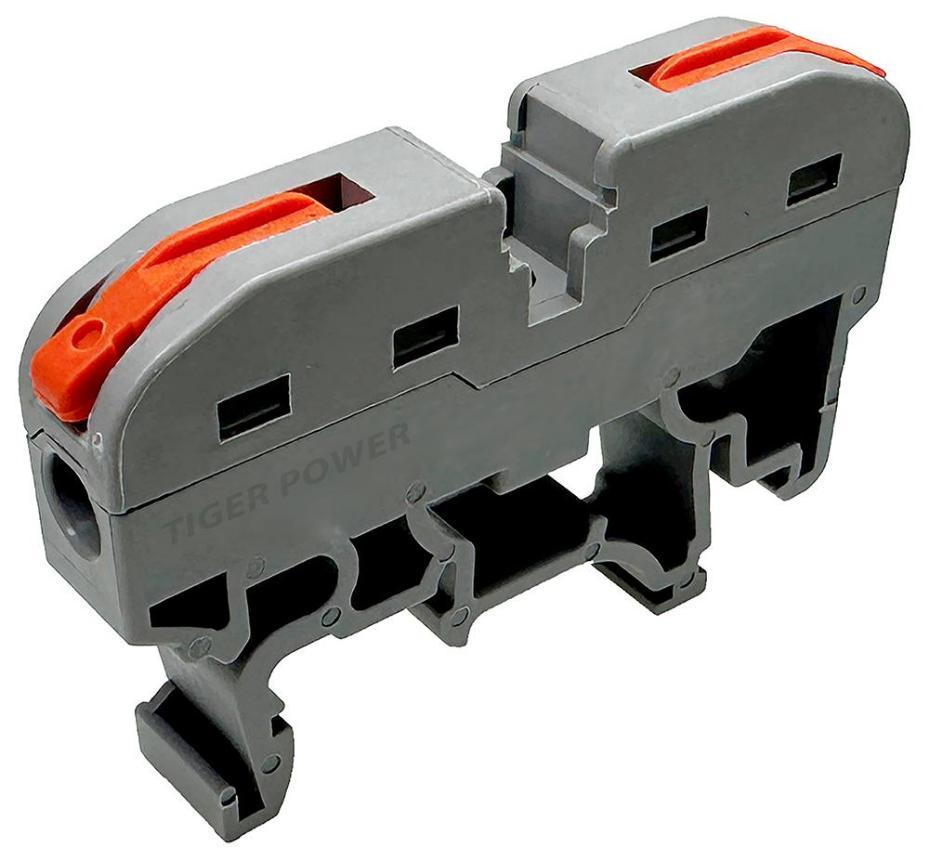 Quick Wire DIN Rail Mount Connector, 20A, 450V AC, Pack of 5, Grey - TGR-QC-1-1-D