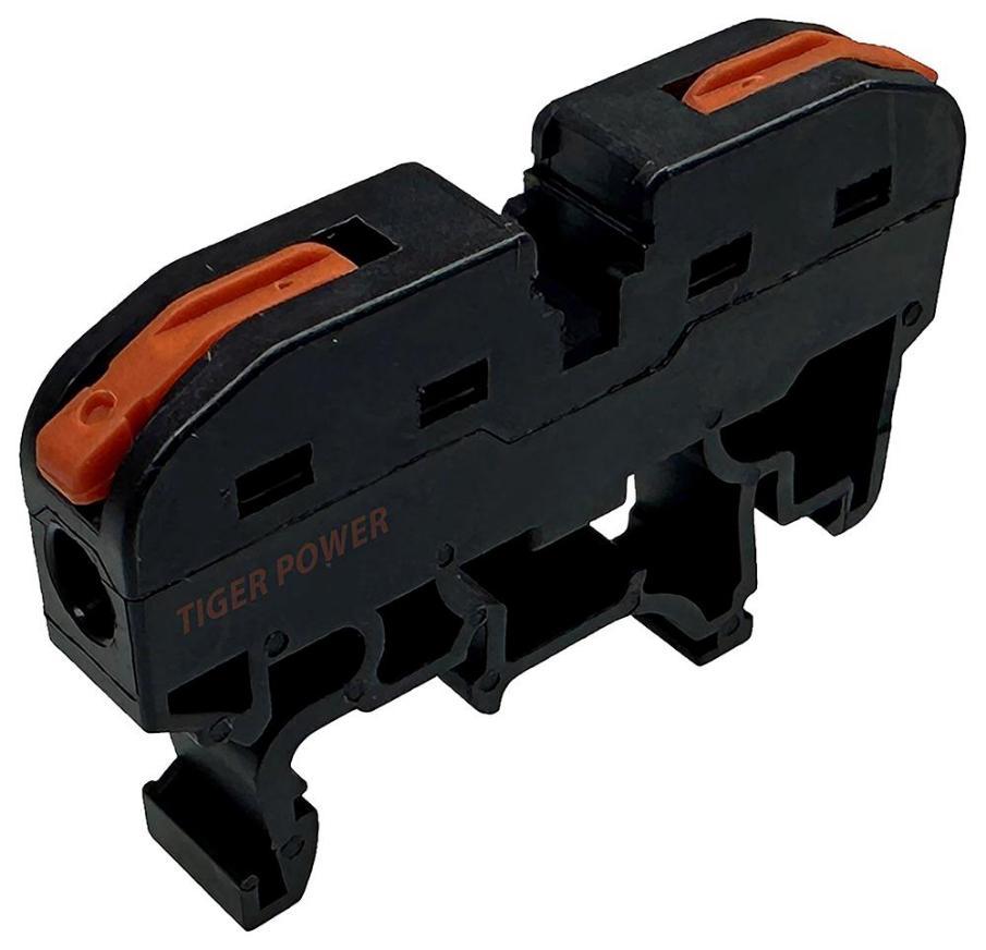 Quick Wire DIN Rail Mount Connector, 20A, 450V AC, Pack of 5, Black - TGR-QC-1-1-D-B