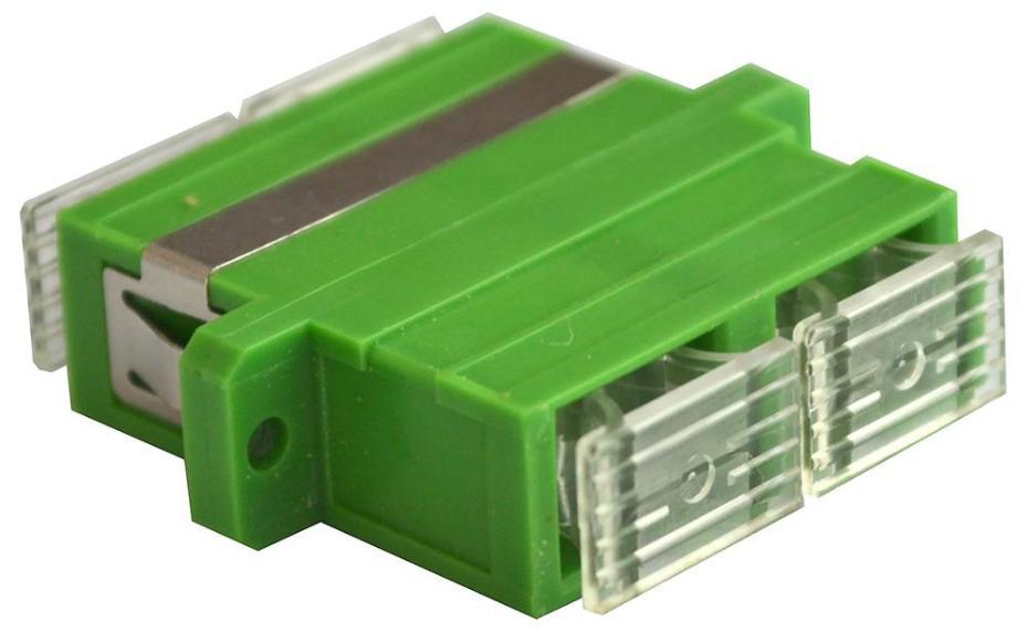 Single Mode Fibre Optical Green Duplex SC APC Socket to  Duplex SC APC Socket Coupler Adaptor Coupler, Flange - BFC-SCA-DX-F