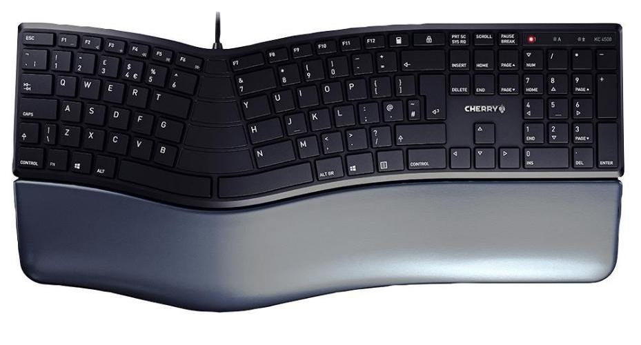 CHERRY KC 4500 ERGO Corded Ergonomic Keyboard, Black - JK-4500GB-2