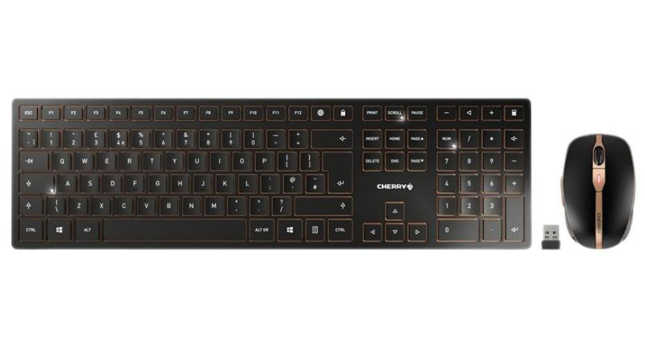 CHERRY DW 9100 Slim Wireless Keyboard & Mouse Set, Black/Bronze - JD-9100GB-2