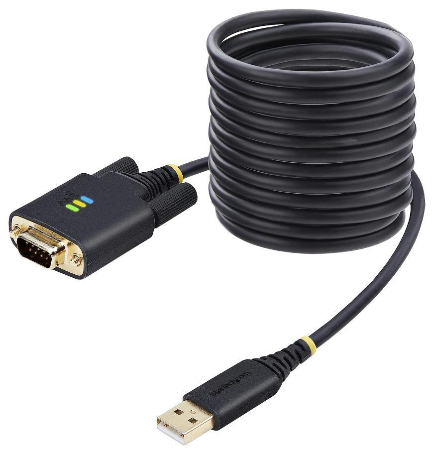 USB to RS232 Serial Adaptor Cable with COM Retention & LED Indicators, 3m - 1P10FFC-USB-SERIAL