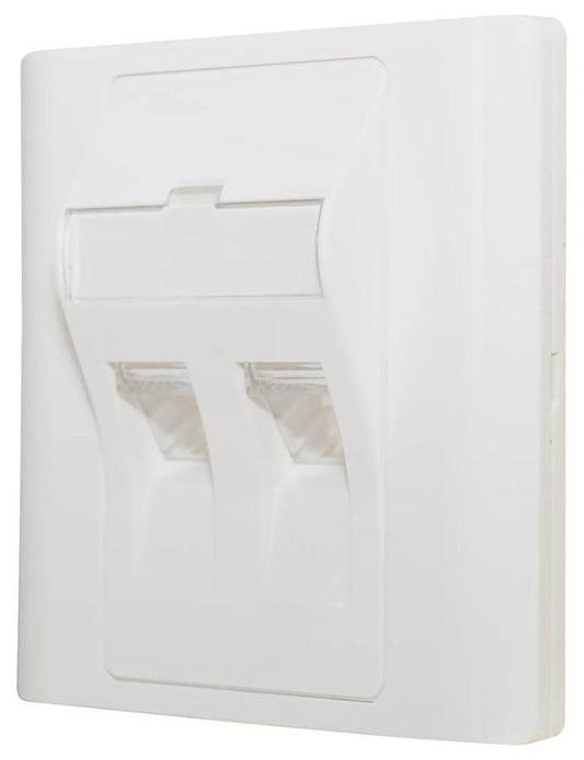 1 Gang Angled Faceplate for 2 Keystone Modules, White - KP45K2