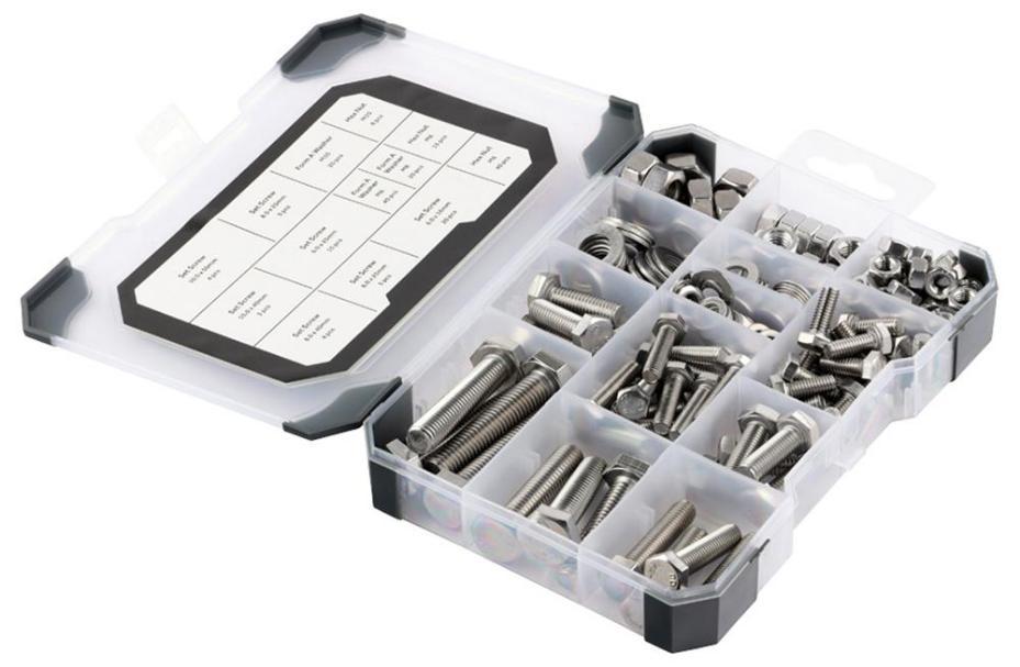 Set Screws, Nuts & Washers Set, 199 Piece - TRAY620