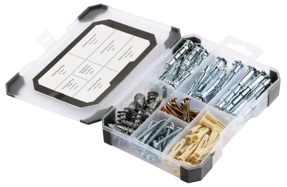 Assorted Plasterboard Fixings Set, 102 Piece - TRAY520