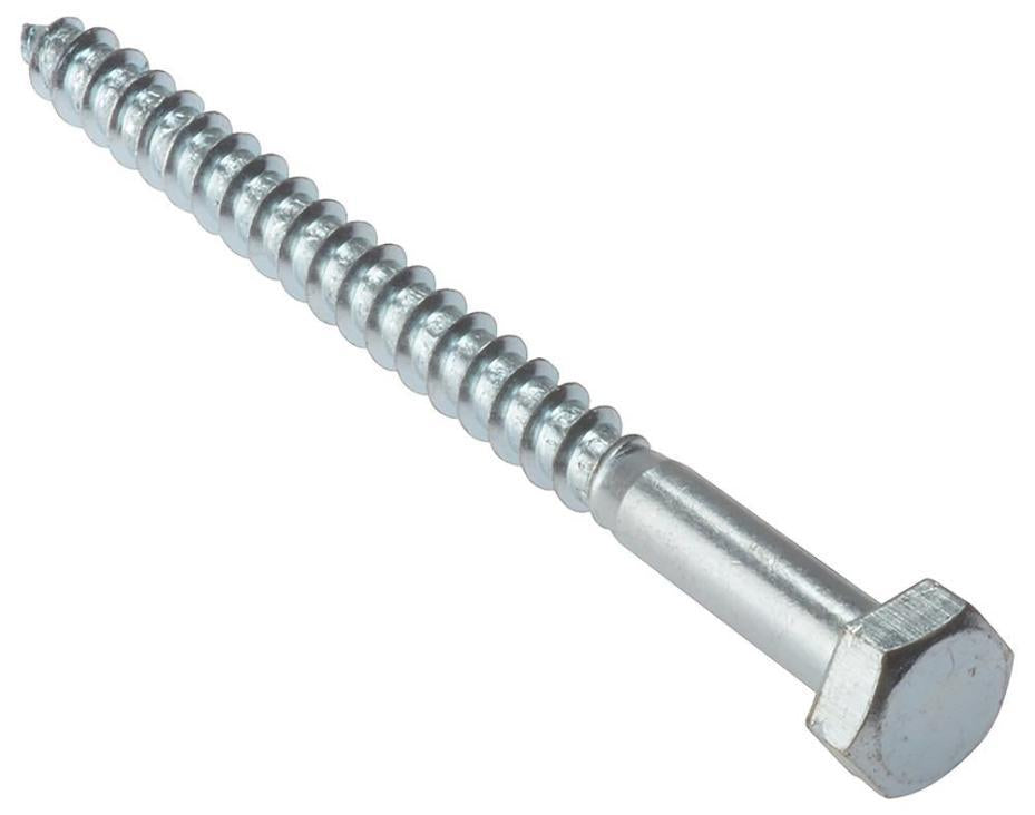 M6 x 50mm Zinc Plated Hex Head Coach Screws, 10 Pack - 10CS650