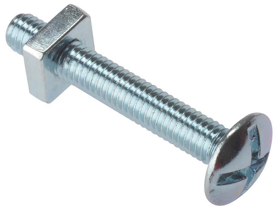 M6 x 80mm Zinc Plated Roofing Bolts & Nuts, 25 Pack - 25RBN680