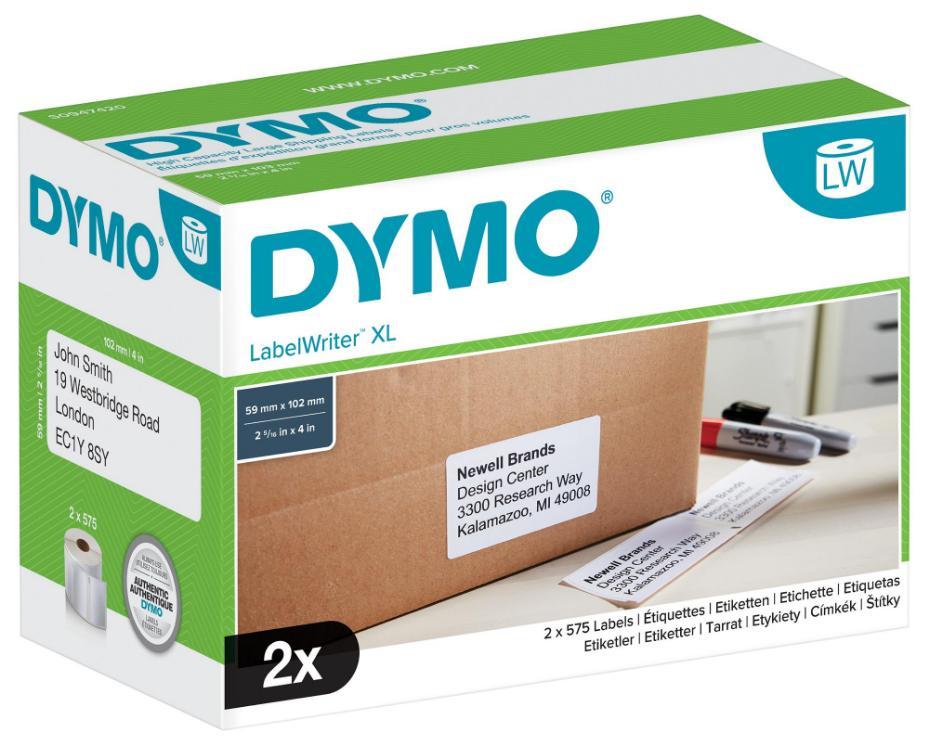 LabelWriter XL High Capacity Large Shipping Labels, 59 x 102mm, 2x 575 Pack - S0947420