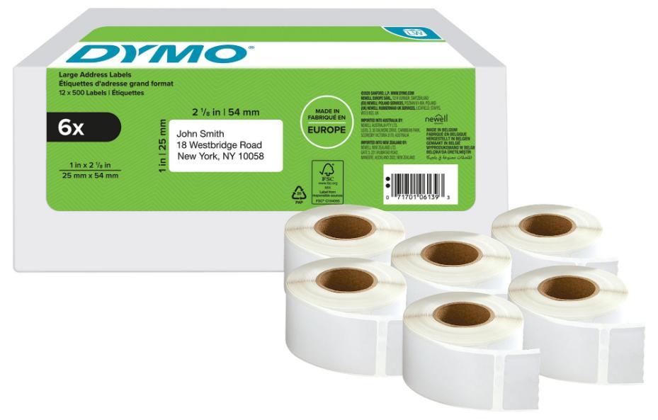 Large Address Labels 25 x 54mm, 6x 500 - 2177564