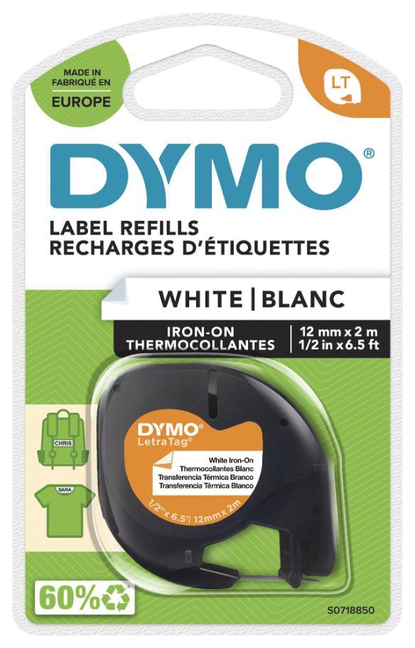 LetraTAG Iron on Tape 12mm x 2m,  Black on White - 18769