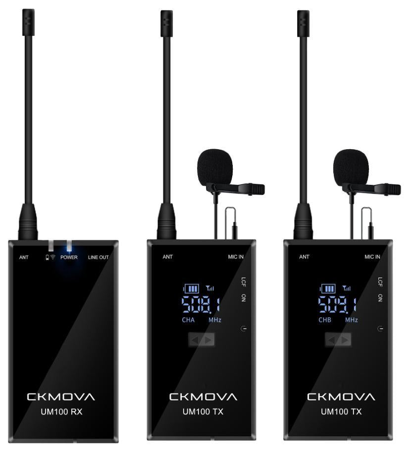 UHF Wireless Microphone Kit with 2x Transmitter and 1x Receiver - UM100 KIT2