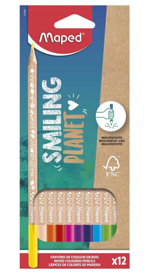 Maped Smiling Planet Colouring Pencils, Pack of 12 - 831800FC