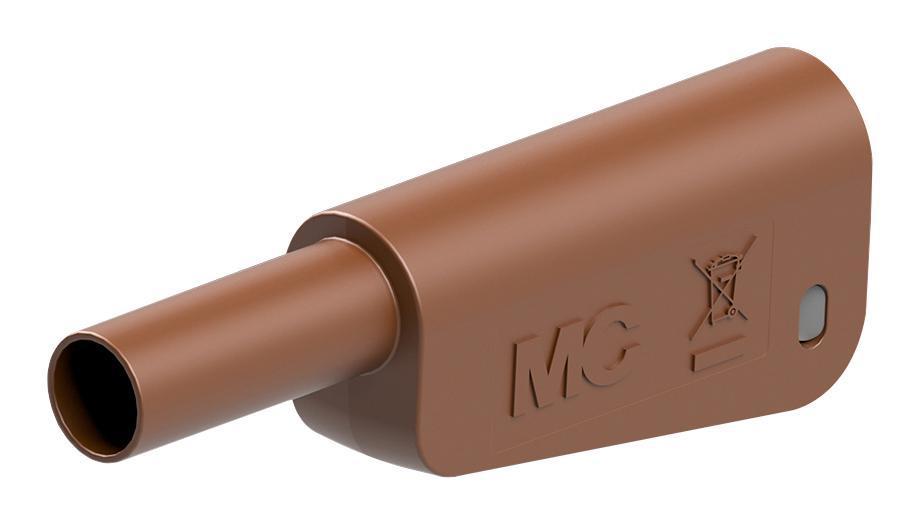 4mm Stackable Banana Plug with Spring Loaded Multilam, 1kV, 19A, Brown - 66.2021-27