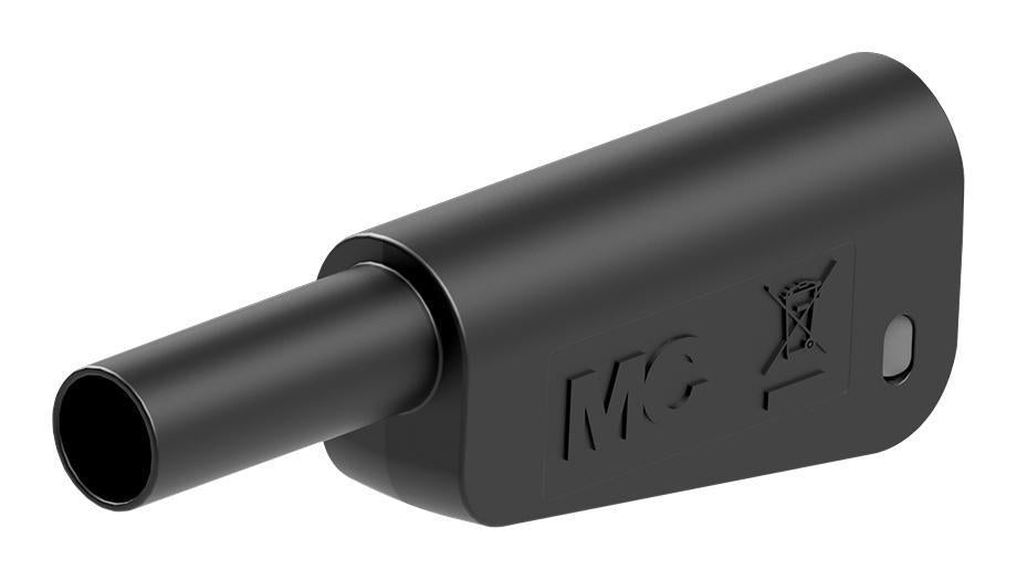 4mm Stackable Banana Plug with Spring Loaded Multilam, 1kV, 32A, Black - 66.2025-21