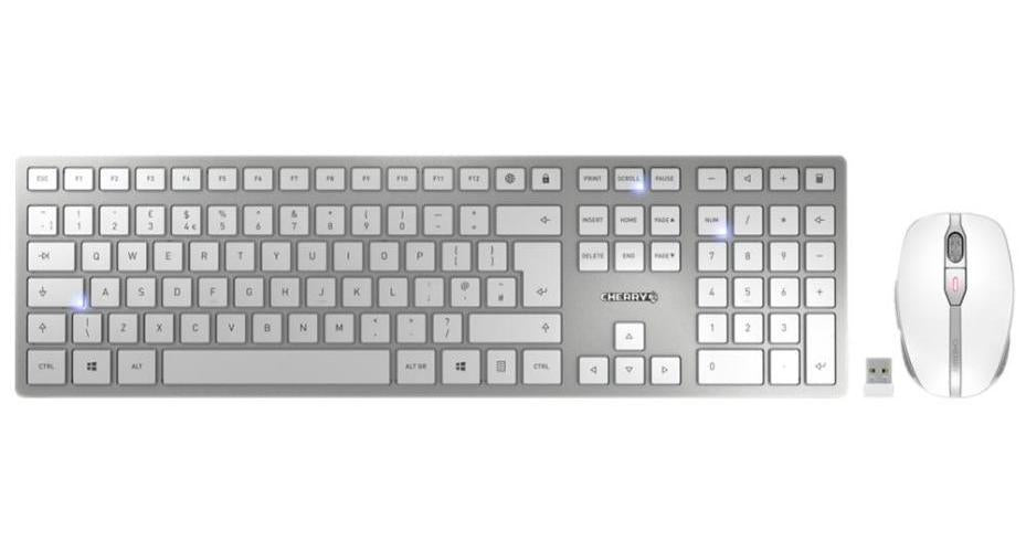 CHERRY DW 9100 Slim Wireless Keyboard & Mouse Set, Silver/White - JD-9100GB-1
