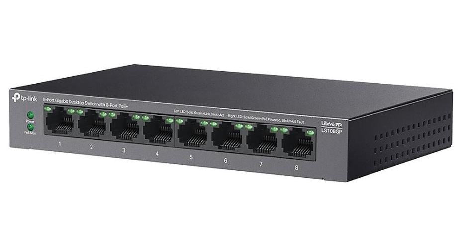 LiteWave 8 Port Gigabit Desktop Switch with PoE+ - LS108GP