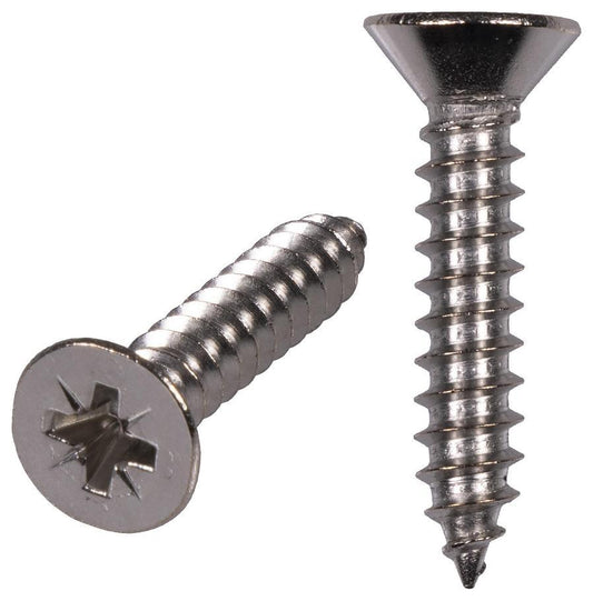 4.2mm x 50mm Stainless Steel Pozidriv Countersunk Self Tapping Screws, 100 Pack - STCSK28SS
