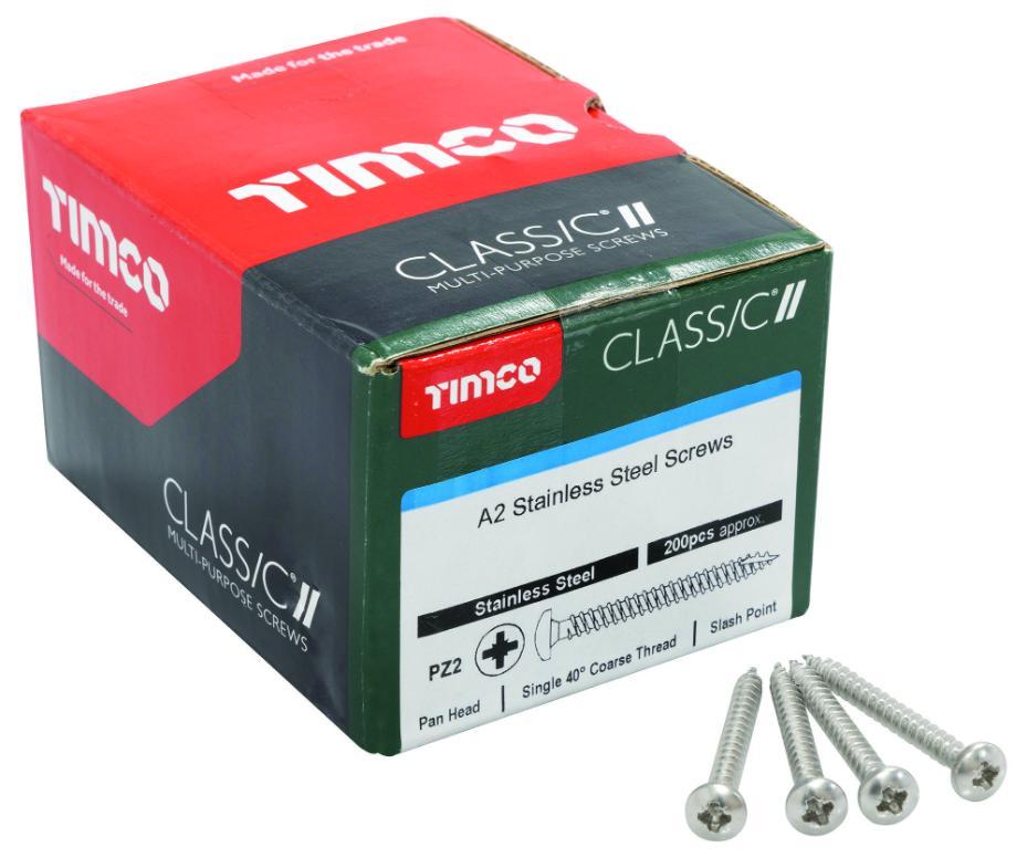 5mm x 50mm Pozidriv Pan Head A2 Stainless Steel Classic Multi-Purpose Screws, 200 Pack - 50050CLAPSS