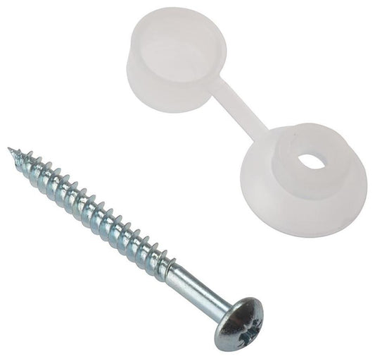 5mm x 50mm Corrugated Roofing Screws & Screw Caps, 10 Pack - 10CRSC