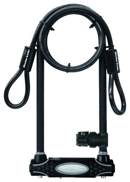 11cm Hardened Steel Bike U-Lock with 28cm Shackle and 1.2m x 10mm Braided Steel Cable - 8285EURDPRO