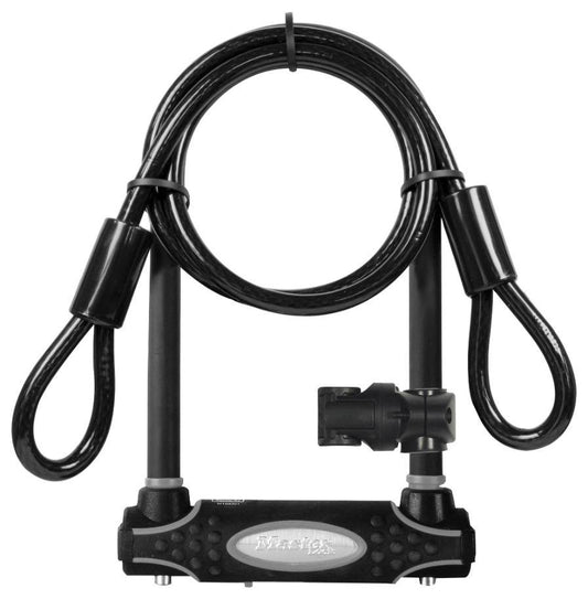 11cm Hardened Steel Bike U-Lock with 21cm Shackle and 1.2m x 10mm Braided Steel Cable - 8274EURDPRO