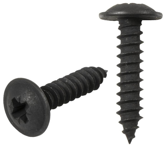4.8mm x 19mm Pozidriv Flange Head Black Zinc Plated Self Tapping Screws, 50 Pack - D03504