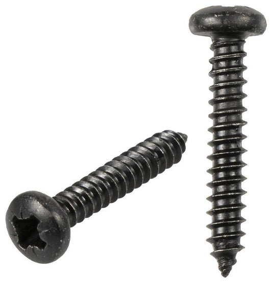 4.2mm x 38mm Pozidriv Pan Head Black Zinc Plated Self Tapping Screws, 50 Pack - D03516