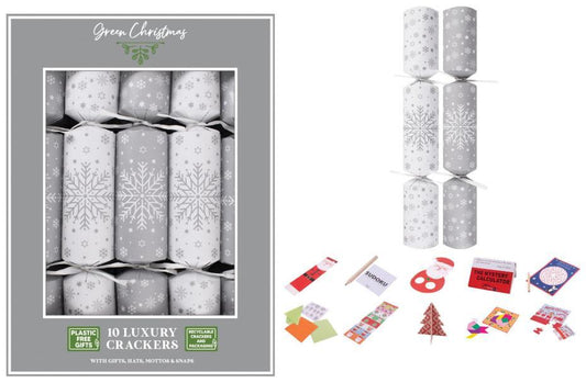 10x 14" Luxury Eco Snowflake Christmas Crackers - XM6402