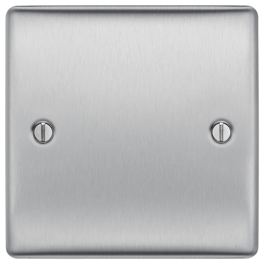 Blanking Plate, 1 Gang, Brushed Steel - NBS94-01