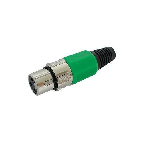 AV21556 - XLR SOCKET, 3P, IN-LINE, GREEN